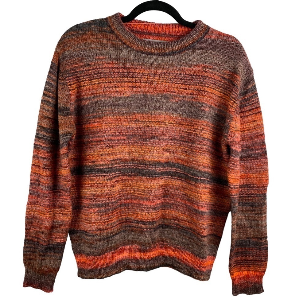 B. Young Mohair Wool Blend Burnt Orange Crew Neck Sweater Medium